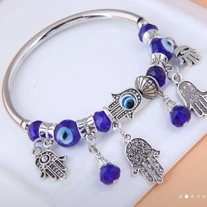 Evil Eyes Palm Pendant Temperament Bracelet Silver Plated Jewelry For Women
